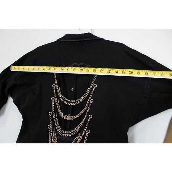 American Bazi Denim Jumpsuit Women S Loose Chain‎ Cut Out Back Stretch Black - Picture 12 of 16